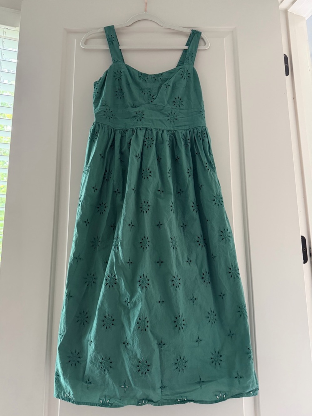 J. Crew Teal Eyelet Midi Dress